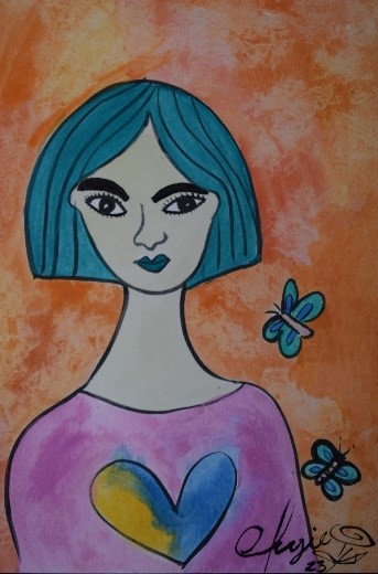 Niña Corazón y mariposa.